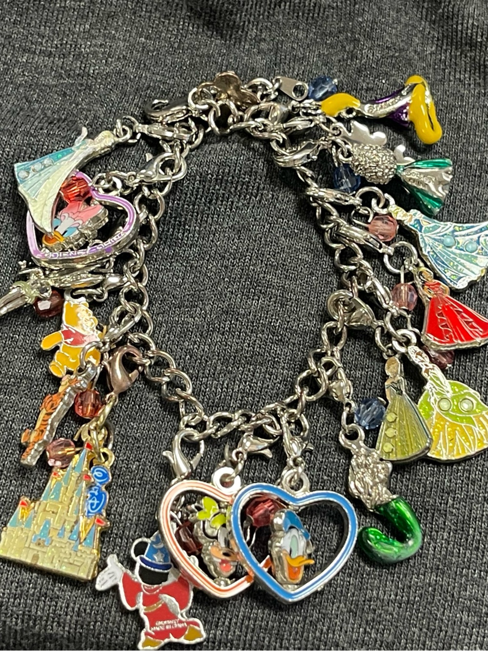 Disney Silver-Tone Multicolor Enamel Charm Bracelet